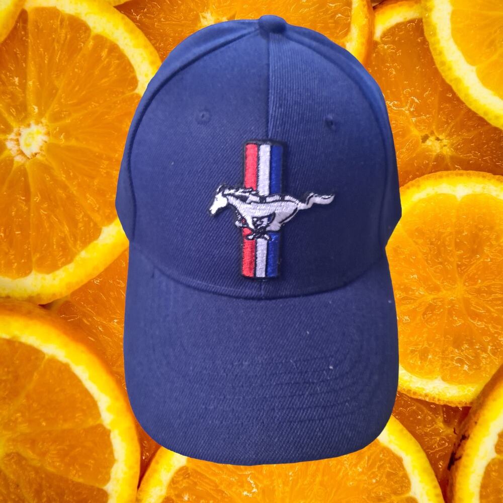 NWOT‎ DF Blue Mustang Hook and Loop Closure Adjustable Baseball Hat Cap